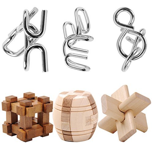 IQ Test Toy, Finer 6Pcs Ultimate IQ Test Metal Brain Teaser Puzzles Disentanglement Puzzles Toy by FINER SHOP
