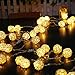 Produktbild 5 Meter LED Rattan Lampion Lichterkette, Skitic 40 Rattan Ball Lichterkette String Lights Batteriebetrieben Weihnachtsbeleuchtung für Hochzeit, Geburtstag Party, Weihnachtsdeko (Warmweiß)