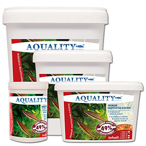 AQUALITY PREMIUM Hauptfutter-Flocken 5.000 ml (Top Premium Fischfutter Flocken mit satten 49% Rohprotein – das wertvolle Nature Hauptfutter. Aussschließlich aus natürlichen Bestandteilen tierischer und pflanzlicher Herkunft. Ohne künstliche Farbstoffe!!! Für gesunde und farbenfrohe Aquarium Zierfische) - 5