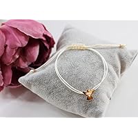Schutzengel Kommunionsarmband mit Engel in rosegold farben Makrameearmband Macrame Armband Kommunion Kind Konfirmation Firmung verschiedene Farben