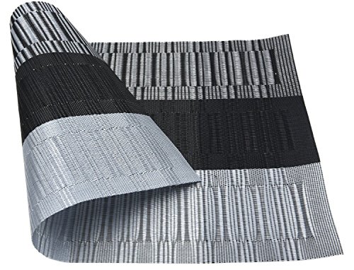 NKTM Platzdeckchen (4 er in Schwarz +Grau) Platzsets, Abgrifffeste und Waschbare Hitzebeständig und Rutsch Leicht Gespeichert / Style Einrichtung in Küche - 6