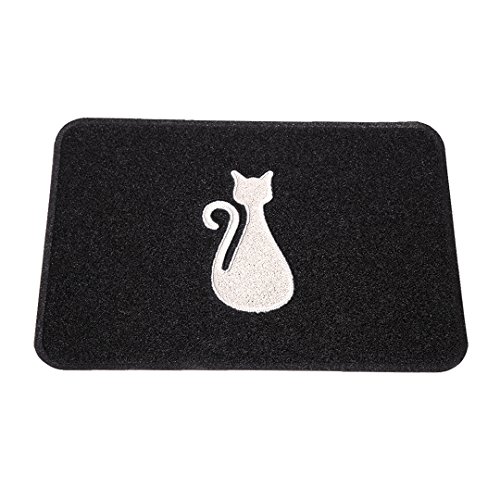 Smartcatcher Mats Modern Cat Collection Black &amp; Grey Waterproof Non-Slip Comfort Mat For Kitchen, Bathroom &amp; Front Door, Housewarming Gift For Cat Lovers, 100% No Odor Emission, 36 x 24 In