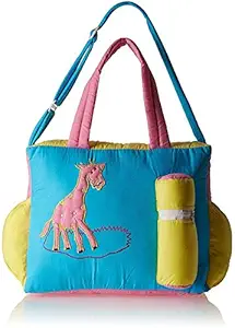 Goodluck Baby Cotton Multipurpose Mother Bag with Holder (Giraffe Sky Blue)