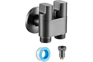 ARMYJY G1/2 1-in-2 Out doppia valvola di controllo, rubinetto lavatrice WC valvola triangolare per lavatrice (grigio)