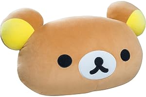 Pioupiou et Merveilles Rilakkuma - Duża poduszka na głowę Rilakkuma 30 cm - poduszka Kawaii dla dzieci - produkty pochodzące z popularnej japońskiej serii animacji Rilakkuma - 16442