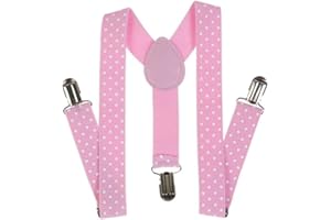 Linghe Kinder Hosenträger Clip - Jungen Mädchen Polka Dot Einstellbare Elastische Y-Förmige 3 Clip Hosenträger