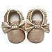 Happy Cherry Newborn Baby Infant Toddlers Soft Sole Tassels Shoes Moccasins Bowknot Pre-Walkers Slip-on Soft Crib Shoes Size 14 - Gold