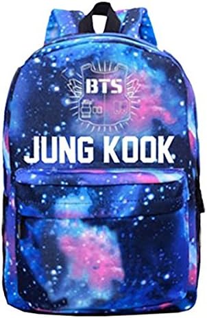 MeridiagaBTS Starry Sky Printing Canvas Backpack For Men and Women