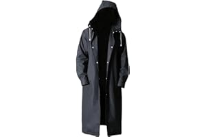JINGAN Imperméable Noir | EVA Imperméable Homme Long | Pluie Coupe ajustée, imperméable Coupe-Vent imperméable à Capuche pour Femme par Temps Pluie