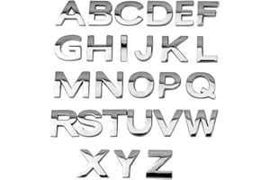 GOBFAR 26 Stücke A-Z Alphabet DIY 3D Chrome Auto Emblem Aufkleber, Benutzerdefinierte Metall-Buchstaben für Auto und Briefkasten, Buchstaben Symbol Abzeichen Hausaufkleber, Emblem, Namensschild (Silber)