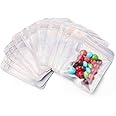 LZLPACKING 100-pack resealable ziplock Bags with Front Window Smell Proof Bag Packaging Pouch Bag for Lip Gloss Eyelash Cookies Sample Food Jewelry Electronics(White, 3×4 inches/7.6×10.1cm)