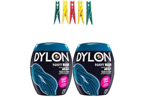 Dylon New 350g Navi Blue Machine dye Pod 350g Pack of 2 - Included 5X Caktos Cloths Pegs
