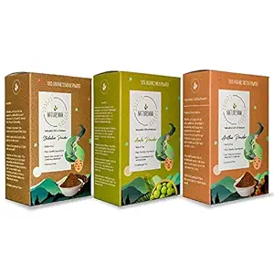 Naturenna Natural Amla Aritha and Shikakai Powder for Hair Care/Hair Wash, Cleansing & Hair Conditioning (200 gm each) - 600 gm