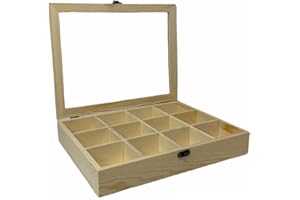 VET ITALY Vetrineinrete® Bacheca in Legno 12 posti con Porta in Vetro espositore vetrinetta minuterie da Collezione decoupage 28x22x5cm A54