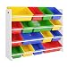 Produktbild Homfa Kinderregal Bücherregal Spielzeugregal Aufbewahrungsregal Aufbewahrungsboxen Toy Organizer für Spielzeug, 16 Kästen aus Kunststoff, Mehrfarbig 105 * 23 * 80cm