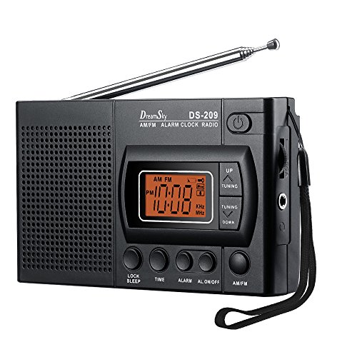 Dreamsky Portable AM/FM Radio Réveil Clair, Haut Parleur Black 1 Noir