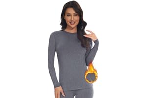 SIMIYA Thermal Tops Womens Round Neck Soft Base Layers Long Sleeve Top Women Thermal Underwear Shirt Warm Wicking