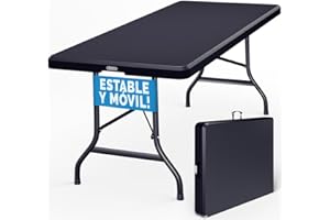 CASARIA® Mesa Jardín Plegable 183x76cm Interiores y Exteriores Acero HDPE Bufé Portátil 8 Personas