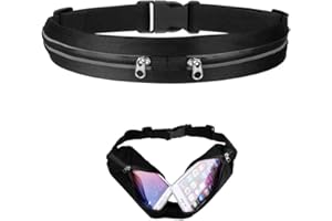 SHOKAN Running Belt Mobile Phone Holder Bum Bag, Women Men Waist Pack with Adjustable Strap and 2 Independent Large Pockets, Water Resistant Waist Runner Pouch for Workout Walking Jogging Sport