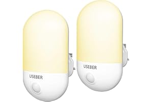 USEBER Night Light Socket [2 Pack],Plug in Wall Night Light Kids with Dusk to Dawn Photocell Sensor, for Hallway,Baby, Children's Room, Stairs-Warm White