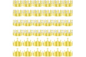 TUPARKA 36 Stücke Goldene König Kronen Goldfolie Papier Party Crown Hut Kappe für Geburtstagsfeier Baby Shower Foto Requisiten (Gold)