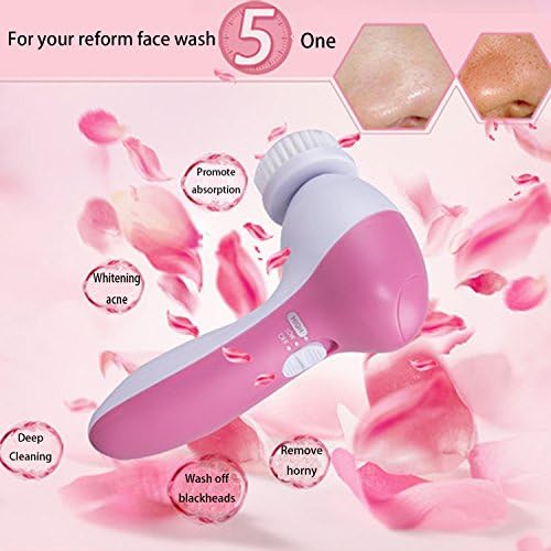 Facial Cleansing Brush,OPPSARE Multi-Function Portable Facial Skin Care with 5 Exfoliating Brush Heads for Deep Cleansing, Removing Blackhead, Massaging