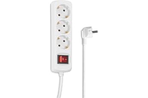 Hama Steckdosenleiste 3-Fach (Mehrfachsteckdose mit EIN- und Aus Kipp-Schalter, Steckerleiste mit 3m Kabellänge, Verteilersteckdose, Mehrfachstecker für Home Ofiice) Weiß