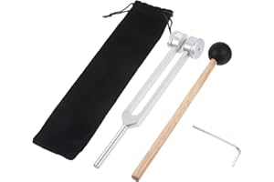 YUUCHORINGEE Stimmgabel 136.1 Hz Silber Aluminiumlegierung mit Silikonhammer, Reparaturwerkzeug und Reinigungstuch für Stimmgabel Neurologie, Frequenztherapie, Tuning, Frequency Heilung und Stimmgabeln Therapie