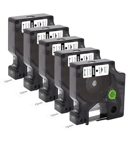 6 Nastri Compatibili Dymo D1 45018 – 12mm X 7m, Nero Su Giallo, Per LabelManager E LabelPoint