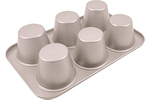 OGIBRIDI Stampo per Muffin Antiaderente Cupcake Fornetto Brownie Muffins Stampo per Pudding Torta Brownies Muffins 6 Cavità - Ogni Cavità Diametro 8,9cm, Altezza 7,6cm
