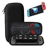 SHareconn Nintendo Switch Housse de transport + Premium qualité Protecteur d'écran en verre trempé, Voyage Cas de stockage avec 10 cartouche de jeu pour Console Nintendo Switch et accessoires (Noir)