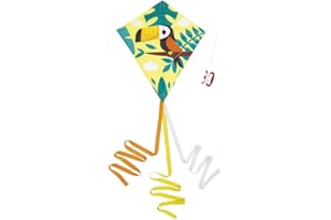 Janod - Aquilone per Bambini Tropik - Decorazione Tucano - Forma Romboidale - Gioco all'Aperto e in Spiaggia - Gioco di Abilità - Dai 5 Anni, J03279