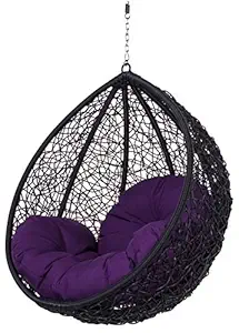 duzo Hanging Swing Chair (Without Stand) for Garden,Black