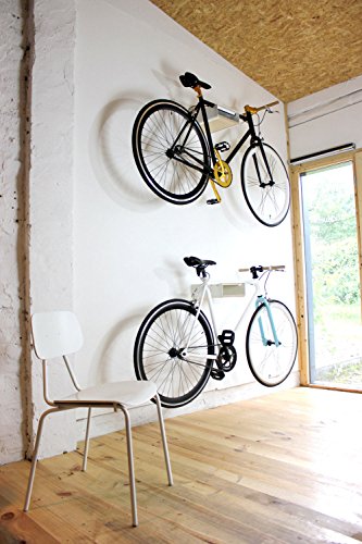 Fahrrad Wandhalterung – V Shelf in elegantem Design – pulverbeschichtetes Aluminium und eine Multiplex Platte setzen Dein Fahrrad an diesem Wandhalter perfekt in Szene – optimal für Zuhause weiß – verschiedene Regalböden – 24 x 30 x 10 cm - 4