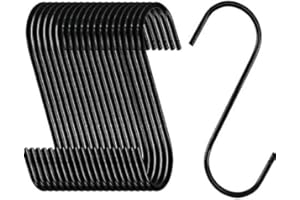 NACTECH 20pz Ganci a S in Acciaio Inossidabile Resistente Ganci Metallo 8.5cm Resistente Appendere Ganci a Forma di S in Nero per Cucina Camera da Letto Ufficio Bagno Armadio Casa Set essenziale