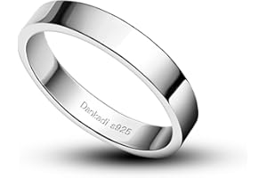 Dankadi Anello di fede nuziale in argento 925, larghezza 3,5 mm, placcato oro, misura 44 a 70 mm, per coppia, sposo, semplice e liscio a cupola, per donna, uomo, regalo per amore, matrimonio, amica,