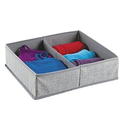 MetroDecor mDesign boîte de rangement tissu (lot de 2) – boite rangement tiroir pour vêtements, chaussettes, etc. – utilisation flexible – boîte tiroir – en plastique – gris