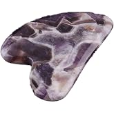 THE MAGIC OF HEALING (4386) Sertifikalı Ametist Doğal Taşı Kalpli Gua Sha Masaj Taşı Tek Ebat