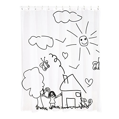 MSV Cortina DE BAÑO DE Poliester 180X200CM, Multicolor, 200x0.5x180 cm