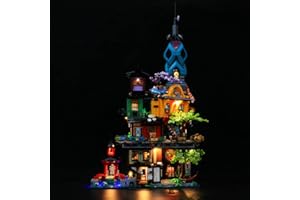 GEAMENT Jeu De Lumières pour Ninjago City Gardens (Jardins de la Ville de Ninjago) - Kit D'éclairage LED Compatible avec Lego 71741 (Modèle de Bloc Non Inclus)