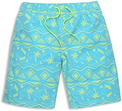 HAIYOUVK Summer Beach Shorts Male Short-Sleeve Large Size Loose Mid-Waist Elastic Band Thin Vacation Casual Shorts,XL,Fluorescent Green Printed Blue Bottom,XL,Fluorescent green blue