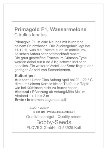 Bobby-Seeds Melonensamen Primagold F1 Wassermelone Portion - 3