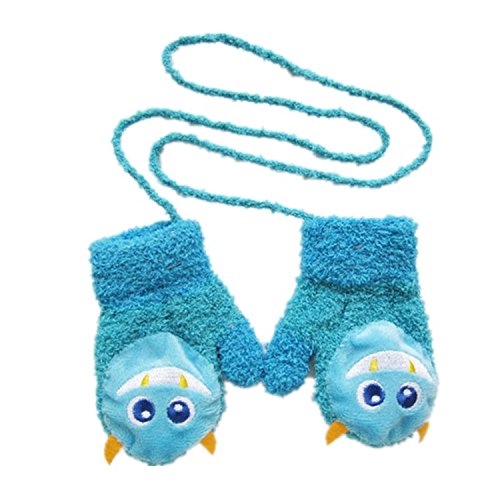 BuyHere Unisex Baby Cartoon Coral Fleece Gloves, Bat