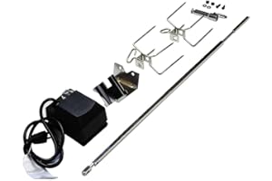 ONLY FIRE Onlyfire Rôtissoire Tournebroche Set pour Weber Spirit 200/300 Series, BBQ Tourne Broche en Acier Inoxydable avec Electrique Moteur 220-240 V, et 2 x brochettes Aiguilles