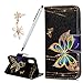 Price comparison product image MOTIKO iPhone Xr Case - Flip Folio Wallet Cover Leather Case Cute Stylish Pattern Card Holder KickStand Protective Phone Phone Case for iPhone Xr (2018) 6.1" 6.1",with Dust Plug & Stylus - Golden Butterfly