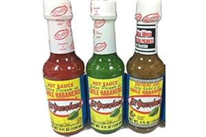 El Yucateco Salsa Chile Habanero rojo, verde y Kutbil-ik-de XXXTRA 3 botellas con plato de tapas