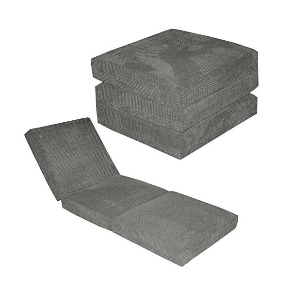 Gilda ADULT CHAIRBED - DA VINCI CORD Designer Large Cube Chair Bed Pouffe fold out guest Z bed