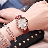 GRCSGL 2018 Damenuhr Minimalistische Sternenmagnet Uhr Wasserdicht Student Tisch, Schwarz - Weiß - Ledergürtel