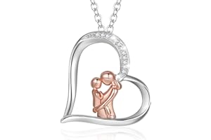 INFUSEU Regalos Para Mamá, Mamá E Hijas Collar Plata Ley 925 Colgante Madre Joyería Regalo Las Hijas