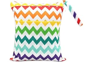 HOMEYUSER Wet Dry Bag Baby Nappy Organizer Bag Baby Diaper Bag Waterproof Zipper Bag Washable Reusable Baby Cloth Wet Bag (Color 4, L)